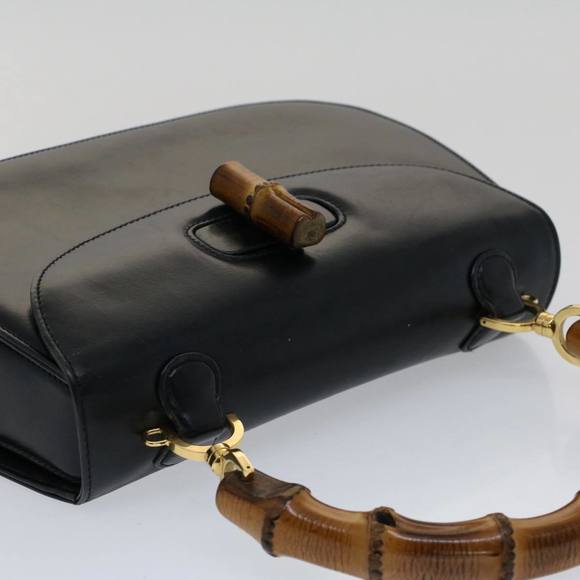 GUCCI Bamboo Hand Bag Leather Black 000.1781 Auth yk8245 - Picture 6 of 16